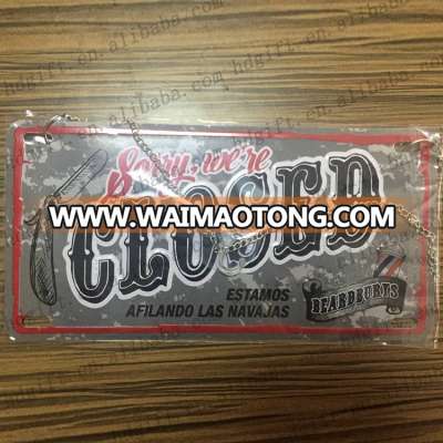 Aluminum Open Closed Door Sign Emboss Metal Plate Custom With Chain